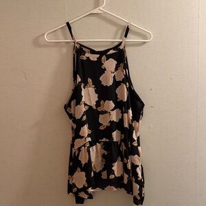 Torrid Black and Cream Floral Camisole